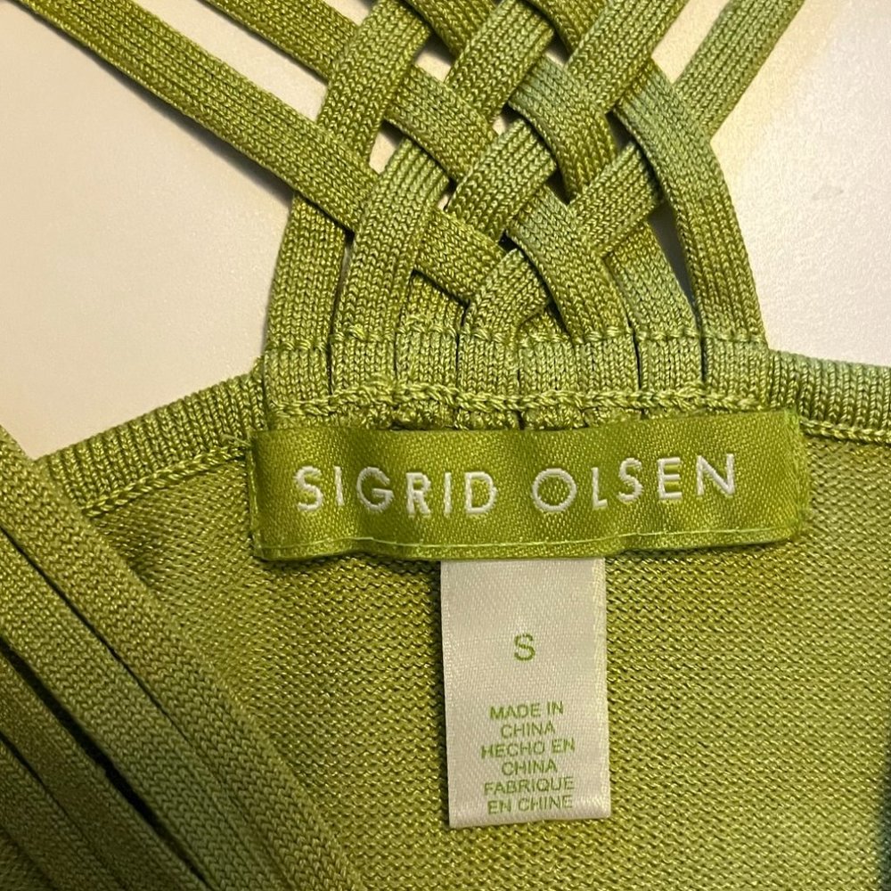 Sigrid Olsen Lime Green Sleeveless Strappy Top S - image 4